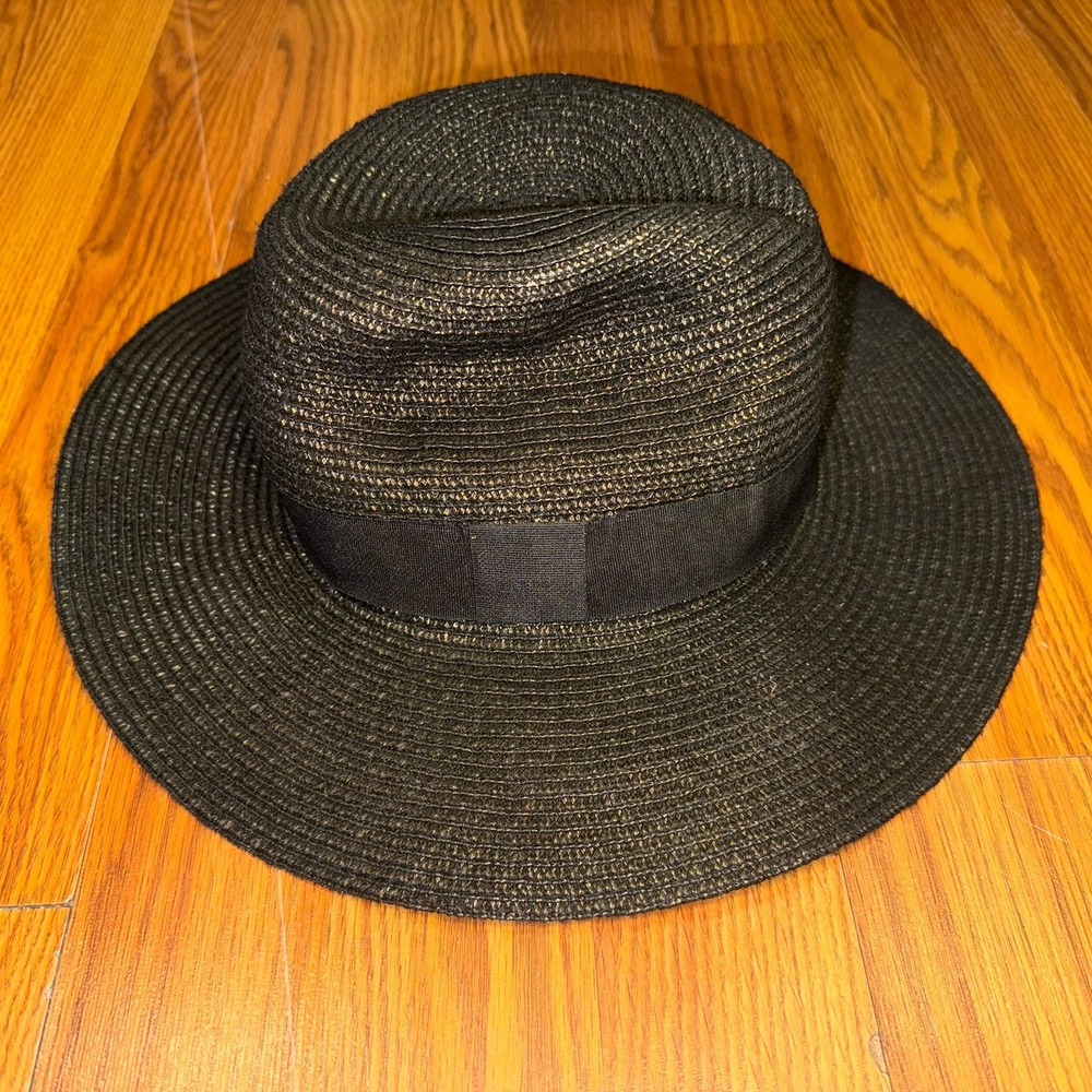 Banana Republic Women's Fedora Black Straw Hat Size Small/Medium